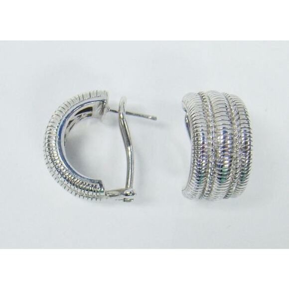 Judith Ripka Wide Cable Semi Hoop Sterling Silver Earrings Pierced - Picture 8 of 8